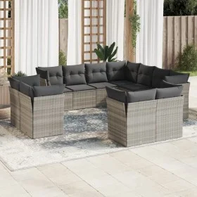 Garden sofa set 11 pieces and gray synthetic rattan cushions by , Garden sets - Ref: Foro24-3218512, Price: 875,04 €, Discoun...