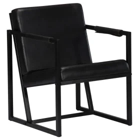 Sillón de cuero auténtico negro de , Sillones - Ref: Foro24-247801, Precio: 195,78 €, Descuento: %