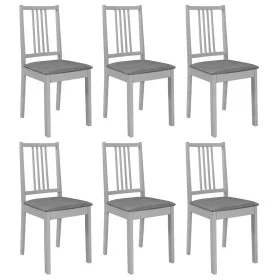 Solid wood dining chairs with gray cushions, 6 units by , dining chairs - Ref: Foro24-276407, Price: 341,96 €, Discount: %