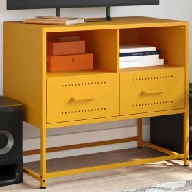 Mueble para TV de acero amarillo mostaza 68x39x60,5 cm de , Muebles TV - Ref: Foro24-846551, Precio: 67,97 €, Descuento: %