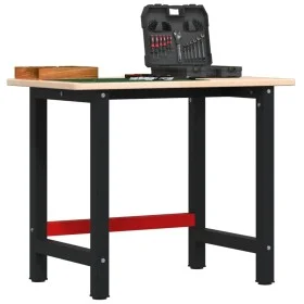 Rechteckiger Arbeitstisch aus massiver Eiche, 100x60x81,5 cm. von , Arbeitstische - Ref: Foro24-3309656, Preis: 161,66 €, Rab...