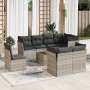 Set muebles jardín 9 pzas y cojines ratán sintético gris claro en Conjuntos de jardín | Comprar online en Foru.es
