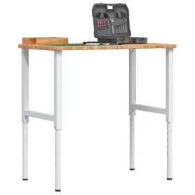 Banco de trabajo rectangular madera maciza 100x60x(71,5-98) cm by , Work tables - Ref: Foro24-3309702, Price: 126,92 €, Disco...
