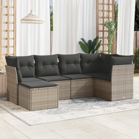 Set de muebles de jardín 6 pzas y cojines ratán sintético gris en Conjuntos de jardín | Comprar online en Foru.es