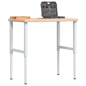 Rectangular solid wood workbench 100x60x(73-99.5) cm by , Work tables - Ref: Foro24-3309701, Price: 168,77 €, Discount: %