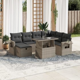 Set de sofás de jardín 8 pzas y cojines ratán sintético gris de , Conjuntos de jardín - Ref: Foro24-3275002, Precio: 595,03 €...