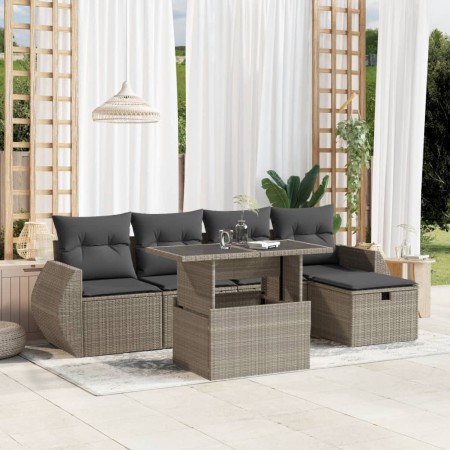 Set de sofás de jardín 6 pzas y cojines ratán sintético gris de , Conjuntos de jardín - Ref: Foro24-3275132, Precio: 437,45 €...