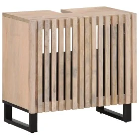 Armario de lavabo para baño madera maciza de mango 62x34x58 cm de , Muebles de baño - Ref: Foro24-377532, Precio: 109,36 €, D...