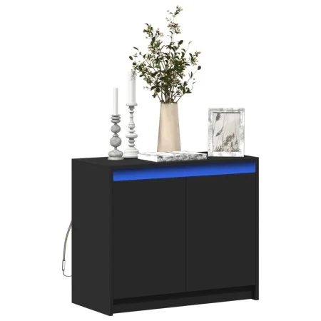 Aparador con LED madera de ingeniería negro 72x34x61 cm de , Aparadores - Ref: Foro24-852174, Precio: 82,03 €, Descuento: %