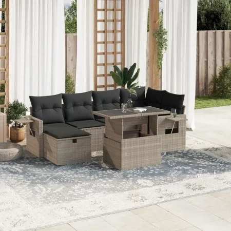 Garden sofa set 7 pcs with cushions light grey PE rattan by , Garden sets - Ref: Foro24-3274982, Price: 527,22 €, Discount: %