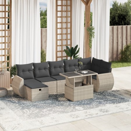 Set de sofás de jardín 8 pzas y cojines ratán sintético gris de , Conjuntos de jardín - Ref: Foro24-3275152, Precio: 613,30 €...