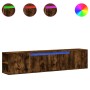 Mueble de TV de pared con luz LED roble ahumado 180x31x39,5 cm de , Muebles TV - Ref: Foro24-3307958, Precio: 133,46 €, Descu...