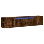 Mueble de TV de pared con luz LED roble ahumado 180x31x39,5 cm de , Muebles TV - Ref: Foro24-3307958, Precio: 133,46 €, Descu...
