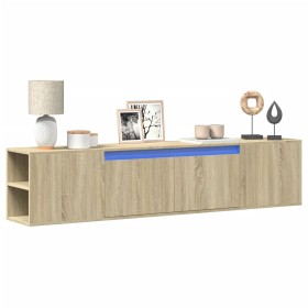 Mueble de TV de pared con luz LED roble Sonoma 180x31x39,5 cm de , Muebles TV - Ref: Foro24-3307956, Precio: 109,11 €, Descue...