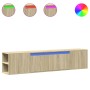 Mueble de TV de pared con luz LED roble Sonoma 180x31x39,5 cm de , Muebles TV - Ref: Foro24-3307956, Precio: 109,11 €, Descue...