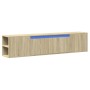 Mueble de TV de pared con luz LED roble Sonoma 180x31x39,5 cm de , Muebles TV - Ref: Foro24-3307956, Precio: 109,11 €, Descue...