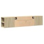 Mueble de TV de pared con luz LED roble Sonoma 180x31x39,5 cm de , Muebles TV - Ref: Foro24-3307956, Precio: 109,11 €, Descue...