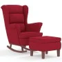 Sillón mecedora patas madera y taburete terciopelo rojo vino de , Mecedoras - Ref: Foro24-3121235, Precio: 317,76 €, Descuent...