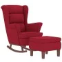 Sillón mecedora patas madera y taburete terciopelo rojo vino de , Mecedoras - Ref: Foro24-3121235, Precio: 317,76 €, Descuent...