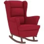 Sillón mecedora patas madera y taburete terciopelo rojo vino de , Mecedoras - Ref: Foro24-3121235, Precio: 317,76 €, Descuent...