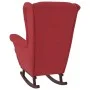 Sillón mecedora patas madera y taburete terciopelo rojo vino de , Mecedoras - Ref: Foro24-3121235, Precio: 317,76 €, Descuent...