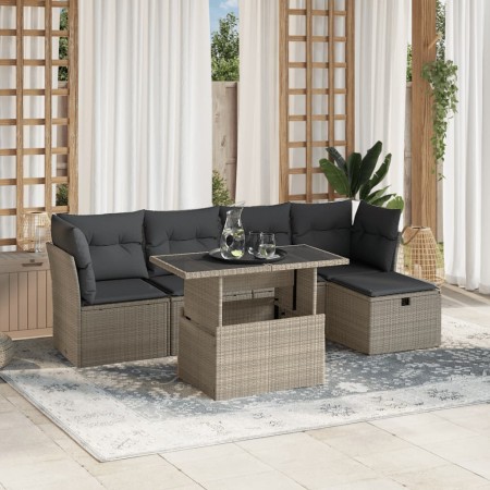 Set de sofás de jardín 6 pzas y cojines ratán sintético gris de , Conjuntos de jardín - Ref: Foro24-3274642, Precio: 422,35 €...