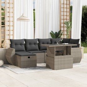 Set de sofás de jardín 7 pzas con cojines ratán PE gris claro de , Conjuntos de jardín - Ref: Foro24-3275142, Precio: 524,12 ...
