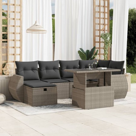 Set de sofás de jardín 7 pzas con cojines ratán PE gris claro de , Conjuntos de jardín - Ref: Foro24-3275142, Precio: 524,12 ...