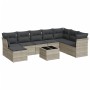 Set muebles jardín 9 pzas y cojines ratán sintético gris claro en Conjuntos de jardín | Comprar online en Foru.es