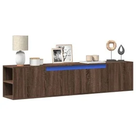 Mueble de TV de pared con luz LED marrón roble 180x31x39,5 cm de , Muebles TV - Ref: Foro24-3307960, Precio: 157,11 €, Descue...