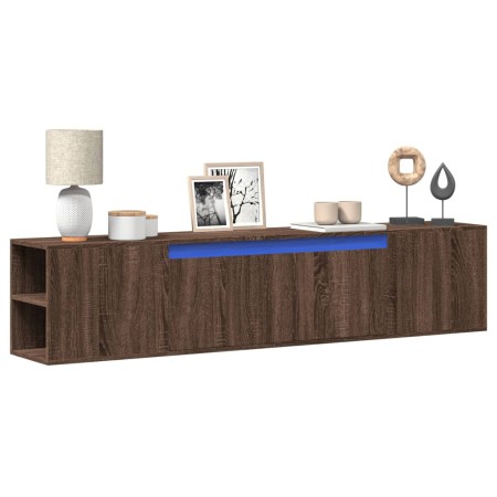 Mueble de TV de pared con luz LED marrón roble 180x31x39,5 cm de , Muebles TV - Ref: Foro24-3307960, Precio: 159,90 €, Descue...