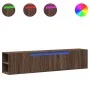 Mueble de TV de pared con luz LED marrón roble 180x31x39,5 cm de , Muebles TV - Ref: Foro24-3307960, Precio: 157,11 €, Descue...
