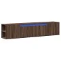 Mueble de TV de pared con luz LED marrón roble 180x31x39,5 cm de , Muebles TV - Ref: Foro24-3307960, Precio: 157,11 €, Descue...