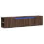 Mueble de TV de pared con luz LED marrón roble 180x31x39,5 cm de , Muebles TV - Ref: Foro24-3307960, Precio: 159,90 €, Descue...
