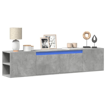 Mueble de TV de pared con luz LED gris hormigón 180x31x39,5 cm de , Muebles TV - Ref: Foro24-3307957, Precio: 138,96 €, Descu...