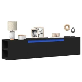 Mueble de TV de pared con luz LED negro 180x31x39,5 cm de , Muebles TV - Ref: Foro24-3307955, Precio: 147,43 €, Descuento: %
