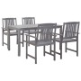 Set de comedor de jardín 5 piezas madera maciza de acacia gris de , Conjuntos de jardín - Ref: Foro24-45940, Precio: 423,14 €...