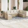 Set de sofás de jardín 9 pzas con cojines ratán sintético beige en Conjuntos de jardín | Comprar online en Foru.es