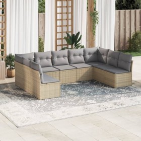Set de sofás de jardín 9 pzas con cojines ratán sintético beige en Conjuntos de jardín | Comprar online en Foru.es