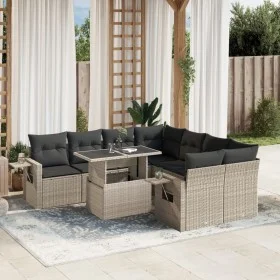 Set muebles jardín 9 pzas y cojines ratán sintético gris claro de , Conjuntos de jardín - Ref: Foro24-3267802, Precio: 675,02...