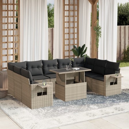 Set sofás jardín 10 pzas con cojines ratán sintético gris claro de , Conjuntos de jardín - Ref: Foro24-3268112, Precio: 725,1...