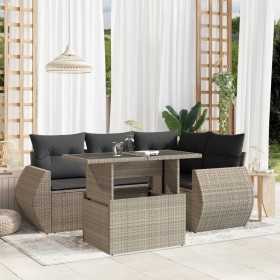 Set de sofás jardín y cojines 5 pzas ratán sintético gris claro de , Conjuntos de jardín - Ref: Foro24-3268512, Precio: 428,3...