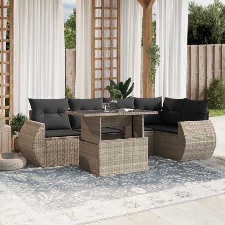 Set de sofás de jardín 7 pzas con cojines ratán PE gris claro de , Conjuntos de jardín - Ref: Foro24-3268552, Precio: 560,18 ...