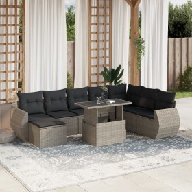 Set muebles jardín 9 pzas y cojines ratán sintético gris claro de , Conjuntos de jardín - Ref: Foro24-3268732, Precio: 661,42...