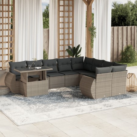 Set sofás jardín 10 pzas con cojines ratán sintético gris claro de , Conjuntos de jardín - Ref: Foro24-3268772, Precio: 799,5...