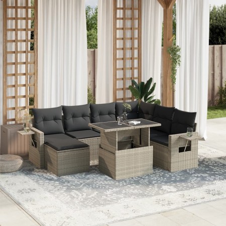 Set de sofás de jardín 8 pzas y cojines ratán sintético gris de , Conjuntos de jardín - Ref: Foro24-3268072, Precio: 589,61 €...