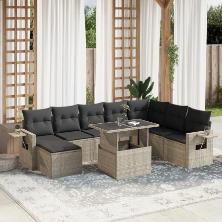 Set muebles jardín 9 pzas y cojines ratán sintético gris claro de , Conjuntos de jardín - Ref: Foro24-3268102, Precio: 643,47...