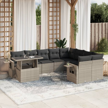 Set sofás jardín 10 pzas con cojines ratán sintético gris claro de , Conjuntos de jardín - Ref: Foro24-3268142, Precio: 725,1...