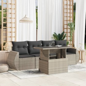 Set de sofás jardín y cojines 5 pzas ratán sintético gris claro de , Conjuntos de jardín - Ref: Foro24-3268362, Precio: 388,4...