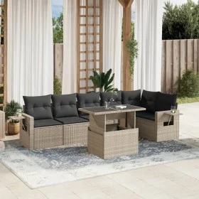 Set de sofás de jardín 7 pzas con cojines ratán PE gris claro de , Conjuntos de jardín - Ref: Foro24-3267922, Precio: 541,89 ...
